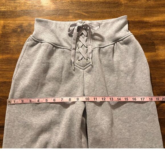 Victoria's Secret Women’s Small Sweatpants Wide Leg Fleece Lace Up Pants Grey - Picture 10 of 13